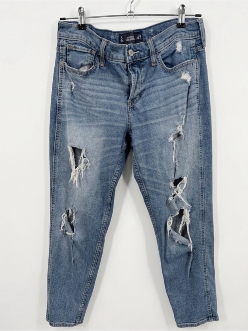 Hollister Ripped Blue Vintage Boyfriend Jeans Size 27 Waist